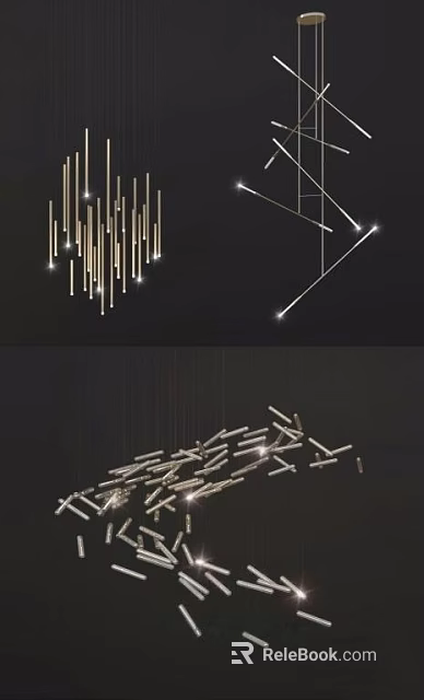 Modern Irregular Pendant Lights With Unique Geometric Shape And Metal Structure 3d model 