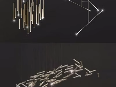 Modern Irregular Pendant Lights With Unique Geometric Shape And Metal Structure 3d model