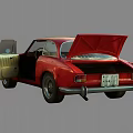 Vintage Red Classic Car With Open Doors And Retro Exterior Design