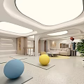 Spacious Indoor Fitness Area With Yoga Mats And Colored Exercise Balls