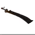 Vintage Handcrafted Weapon Featuring Curved Textured Blade And Decorative Hilt With Rope Detail