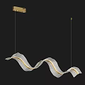 Wave Shaped Silver Pendant Light With Gold Accents For Modern Spaces