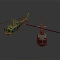 Two Detailed Helicopter Scale Models With Rotors And Landing Gear