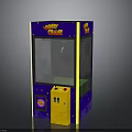 Candy Crane Machine Building Structure With Blue Exterior Yellow Coin Slot And Transparent Window