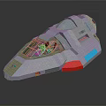 Futuristic White Spaceship 3D Model With Transparent Cockpit Blue Red Accents