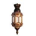 Vintage Copper Chandelier With Crown Top Geometric Glass Shade And Ornate Design