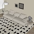 Modern multi-person sofa floor lamp side 3d model