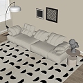 Modern multi-person sofa sofa floor lamp side 3d model