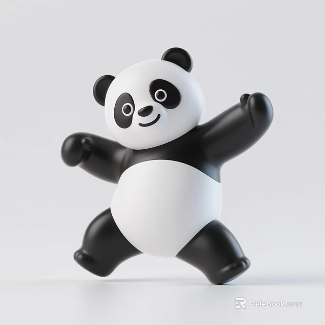 Cute Cartoon Style Black And White Panda Decorative Ornament Set For Modern Home Decoration 3d model 