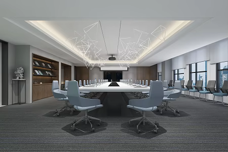 Meeting room multi-person meeting bookcase meeting table and chair list 3d model
