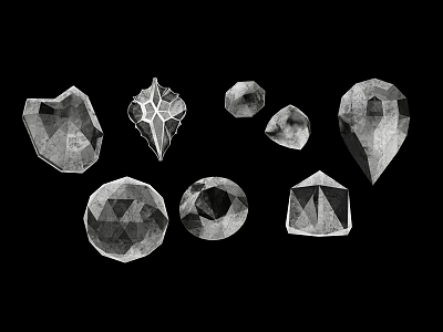 Various Geometric Cut Gemstones with Different Shapes for Fine Jewelry Design 3d model