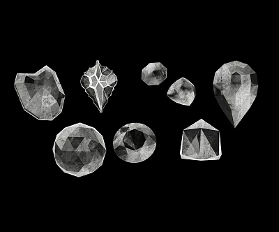 Various Geometric Cut Gemstones with Different Shapes for Fine Jewelry Design 3d model