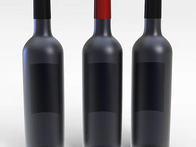 Technology Exhibition Hall Displaying Dark Wine Bottles With Red Black Caps And Label Sections 3d model