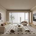 Modern Living Room Interior Design With Beige Sofa Accent Chair Coffee Table And Geometric Rug