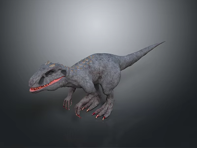Realistic 3D Dinosaur Model With Gray Skin Sharp Teeth And Claws Standing Pose 3d model