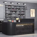 Industrial Style Zamora Bar Counter With Gear Designs Wine Shelves Pendant Lights And Wall Painting