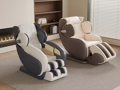 Modern Massage Chair Design With Gray White And Beige Brown Leather In Cozy Living Room 3d model