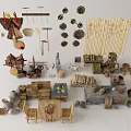 Creative Garden Decorative Items with Bamboo Crafts Garden Tools Clay Pots and Woven Decorations