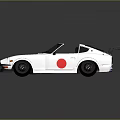 White Modified Sports Car With Open Hood Exposed Engine Red Logo And Rear Spoiler