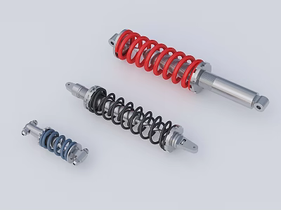 Industrial Shock Absorbers With Various Colored Springs And Metal Structure For Mechanical Equipment 3d model