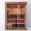 Modern Wooden Shower Sauna with Glass Door LED Lighting and Interior Design