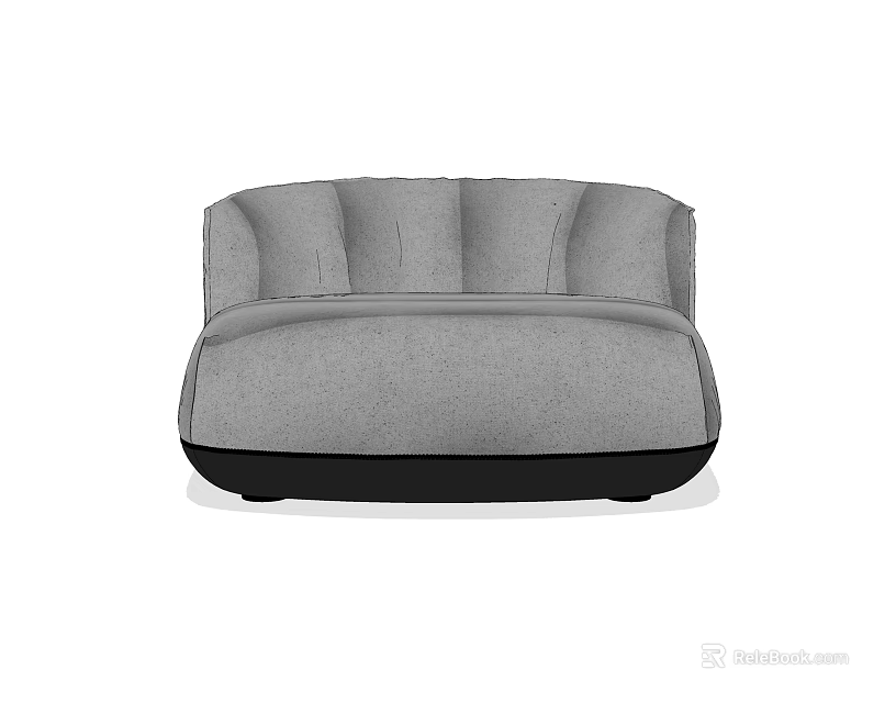 Gray Fabric Single Sofa With Modern Design Curved Backrest And Black Base 3d model