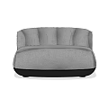 Gray Fabric Single Sofa With Modern Design Curved Backrest And Black Base 3d model