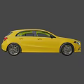 Yellow Mercedes-Benz A-Class Hatchback Rear View With Taillights And Exhaust Pipes