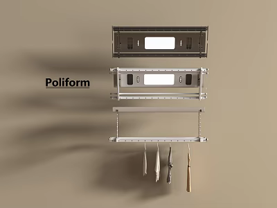 Poliform Modern Wall Mounted Clothes Hanger Design With Hanging Garments 3d model