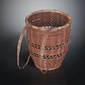 Handwoven Bamboo Basket With Handles Natural Material For Home Storage Use