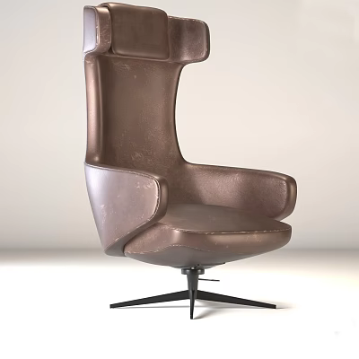 Modern Brown Leather Office Chair With High Back Swivel Base And Comfortable Armrests 3d model