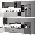 Modern Kitchen Interior With Gray Integrated Upper And Lower Cabinets And Appliances
