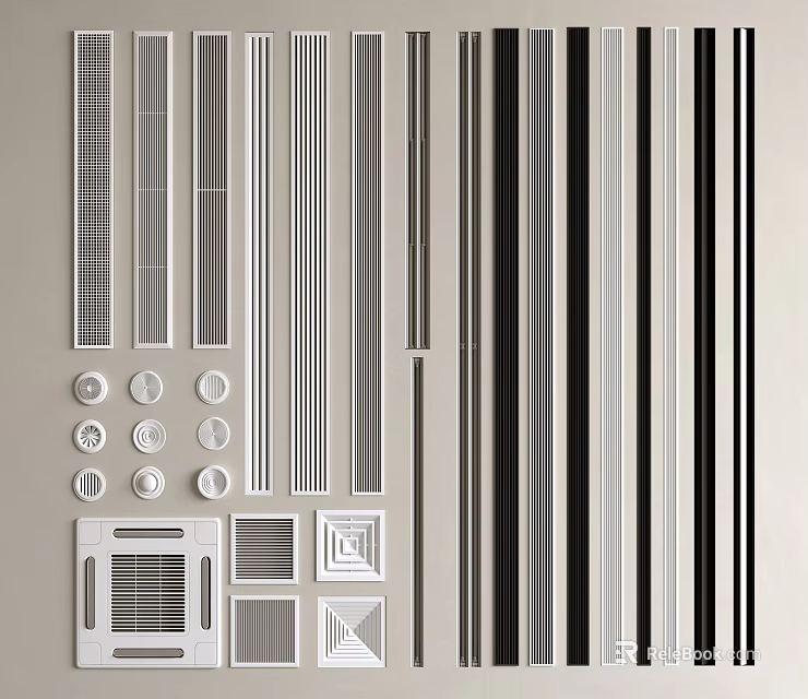 Various Air Conditioner Vents With Different Styles And Designs 3d model 