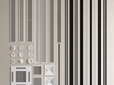 Various Air Conditioner Vents With Different Styles And Designs 3d model