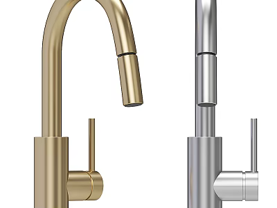 Modern Gold Silver Faucet With Single Handle And Tall Spout Design 3d model