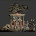 Shanzhai Gate Dwarf Mountain Gate Cartoon Mountain Gate Ancient Gate Mountain Gate 3d model