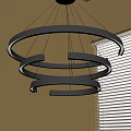 Modern Black Circular Chandelier with Multiple Rings for Home Interior Lighting 3d model