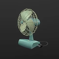 Vintage Light Blue Electric Fans With Metal Mesh Covers And Stable Base