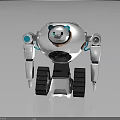 Cute Robot Character With Panda Face Mechanical Arms Tracked Legs And Round Body Design