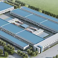 Bird's-eye view of modern factory building 3d model