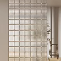 Modern Interior Design Glass Partition With Grid And Perforated Transparent Panels 3d model