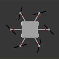 Multi Rotor Drone With White Body Red Accents Black Propellers And Top Mounted Device