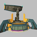 Futuristic Mechanical Tech Device With Yellow Blue Black Colorful Geometric Components