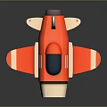 Red and White Cartoon Toy Airplane with Black Cockpit Propeller and Wings