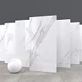 Standing White Marble Texture Panels With Modern Design And Spherical Accent 3d model