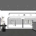 Stylish Modern Clothing Store Interior With Hanging Clothes Display Racks And Decorative Plants