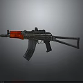 Tactical Assault Rifle With Red Accent Metal Body Magazine Barrel And Stock Design