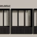 Window Display of Modern Black Framed Casement Windows with Vertical Ribbed Design
