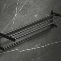Black Metal Wall Mounted Bathroom Towel Rack For Hanging Towels On Marble Wall