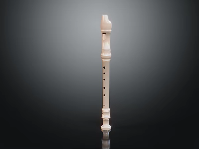 Ivory White Flute Musical Instrument With Classical Design Standing On Dark Background And Reflection 3d model